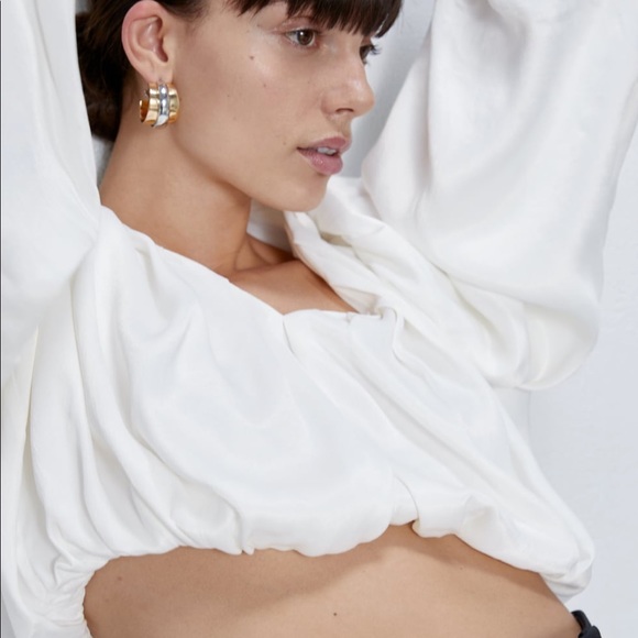 ZARA BALLOONED CROP TOP - Picture 6 of 10
